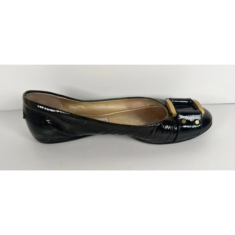 Jimmy Choo Black Olive Morse Buckle Ballet Flats Size EU 36.5 US 6.5